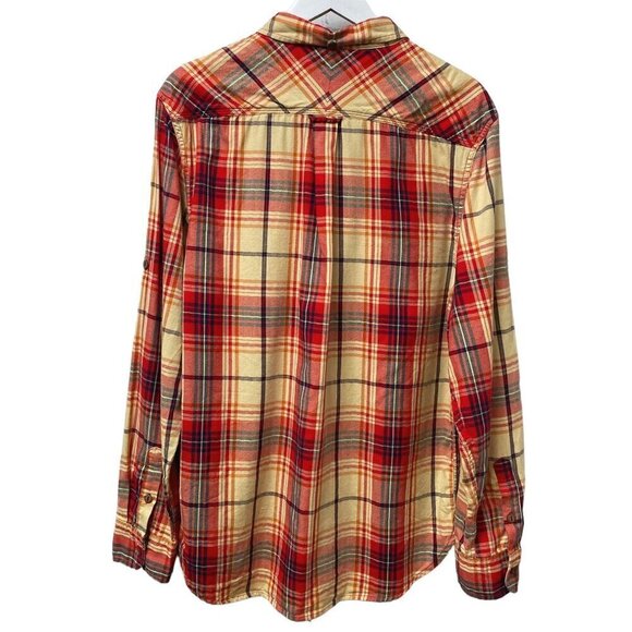 JACHS Mens Shirt Size Large 100% Cotton Red Plaid Long Sleeve Button up Utility - Picture 4 of 12